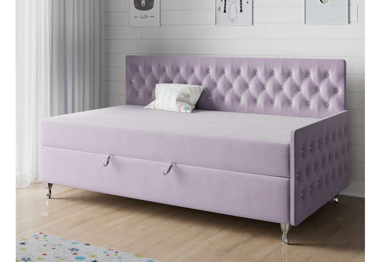 Łóżko w stylu glamour, kontynentalne pojedyncze, z pojemnikiem na pościel - FILIP 2 Magic Velvet 2249