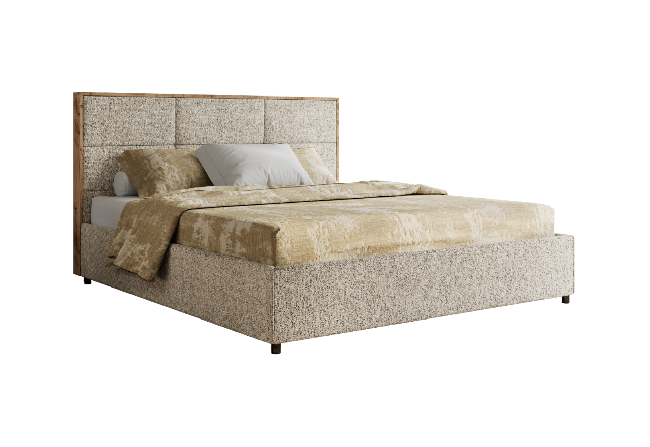 Łóżko tapicerowane LERIO CLASSIC 180x200 - materac piankowy - ciemnobeżowy, struktura