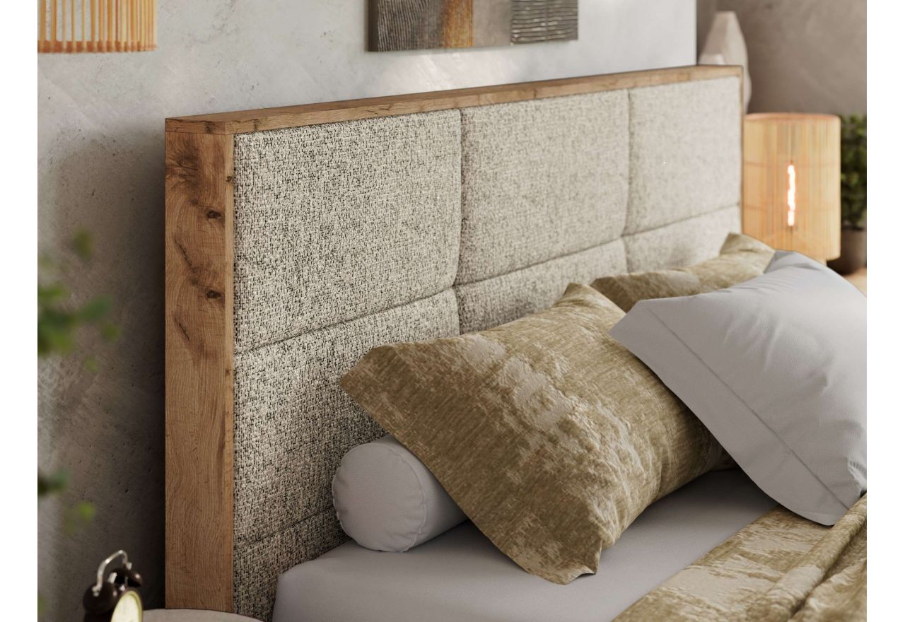 Łóżko tapicerowane LERIO CLASSIC 200x200 - materac multipocket - ciemnobeżowy, struktura