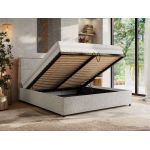 Łóżko tapicerowane LERIO CLASSIC 140x200 - materac pocket - jasnoszary, struktura