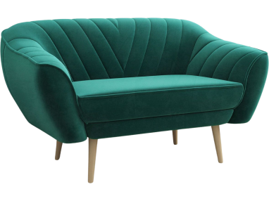 Tapicerowana sofa dwuosobowa na wysokich nóżkach z modnymi przeszyciami - MIA / Monolith 25096