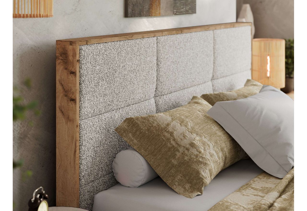 Łóżko tapicerowane LERIO CLASSIC 180x200 - materac pocket - jasnoszary, struktura