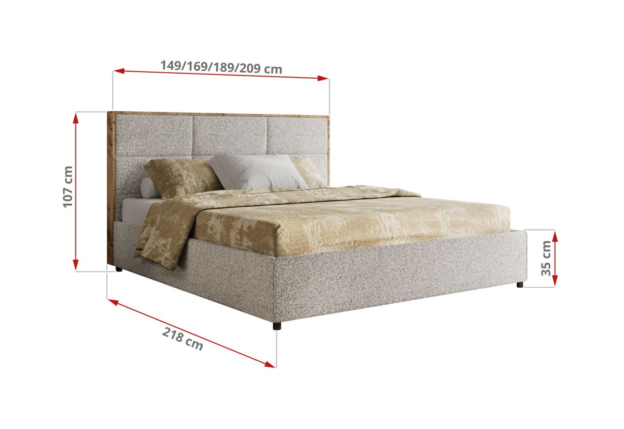 Łóżko tapicerowane LERIO CLASSIC 140x200 - materac multipocket - jasnoszary, struktura
