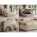 Łóżko tapicerowane LERIO CLASSIC 180x200 - materac multipocket - jasnoszary, struktura