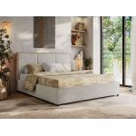 Łóżko tapicerowane LERIO CLASSIC 200x200 - materac multipocket - jasnoszary, struktura