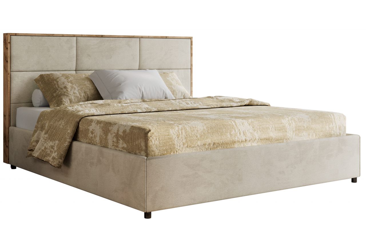 Łóżko tapicerowane LERIO CLASSIC 180x200 - beżowy, welwet