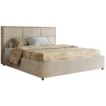 Łóżko tapicerowane LERIO CLASSIC 160x200 - materac piankowy - beżowy, welwet