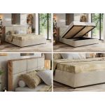 Łóżko tapicerowane LERIO CLASSIC 180x200 - materac piankowy - beżowy, welwet