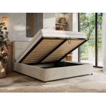 Łóżko tapicerowane LERIO CLASSIC 140x200 - materac pocket - beżowy, welwet
