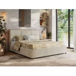 Łóżko tapicerowane LERIO CLASSIC 200x200 - materac multipocket - beżowy, welwet