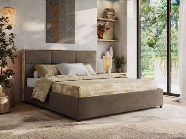 Łóżko tapicerowane LERIO CLASSIC 160x200 - brązowy, welwet