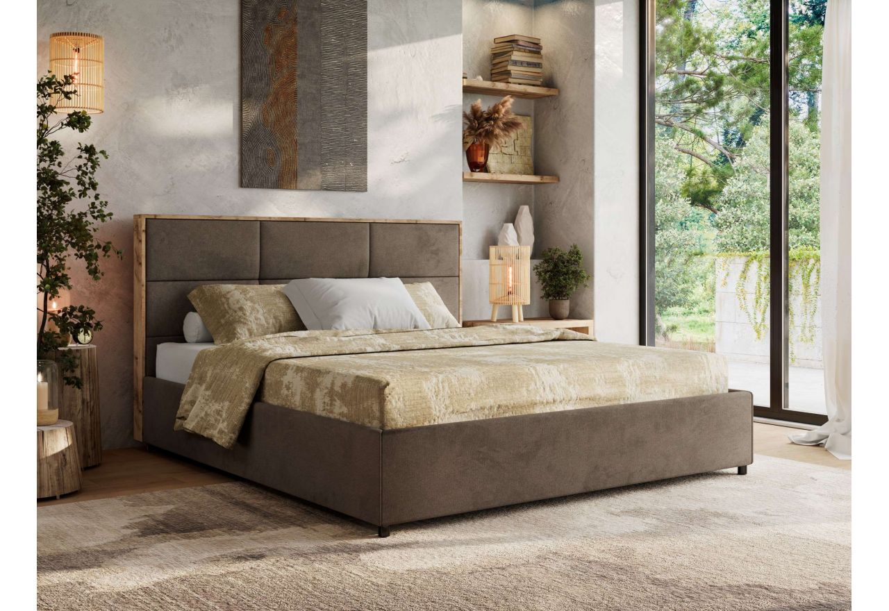 Łóżko tapicerowane LERIO CLASSIC 180x200 - brązowy, welwet