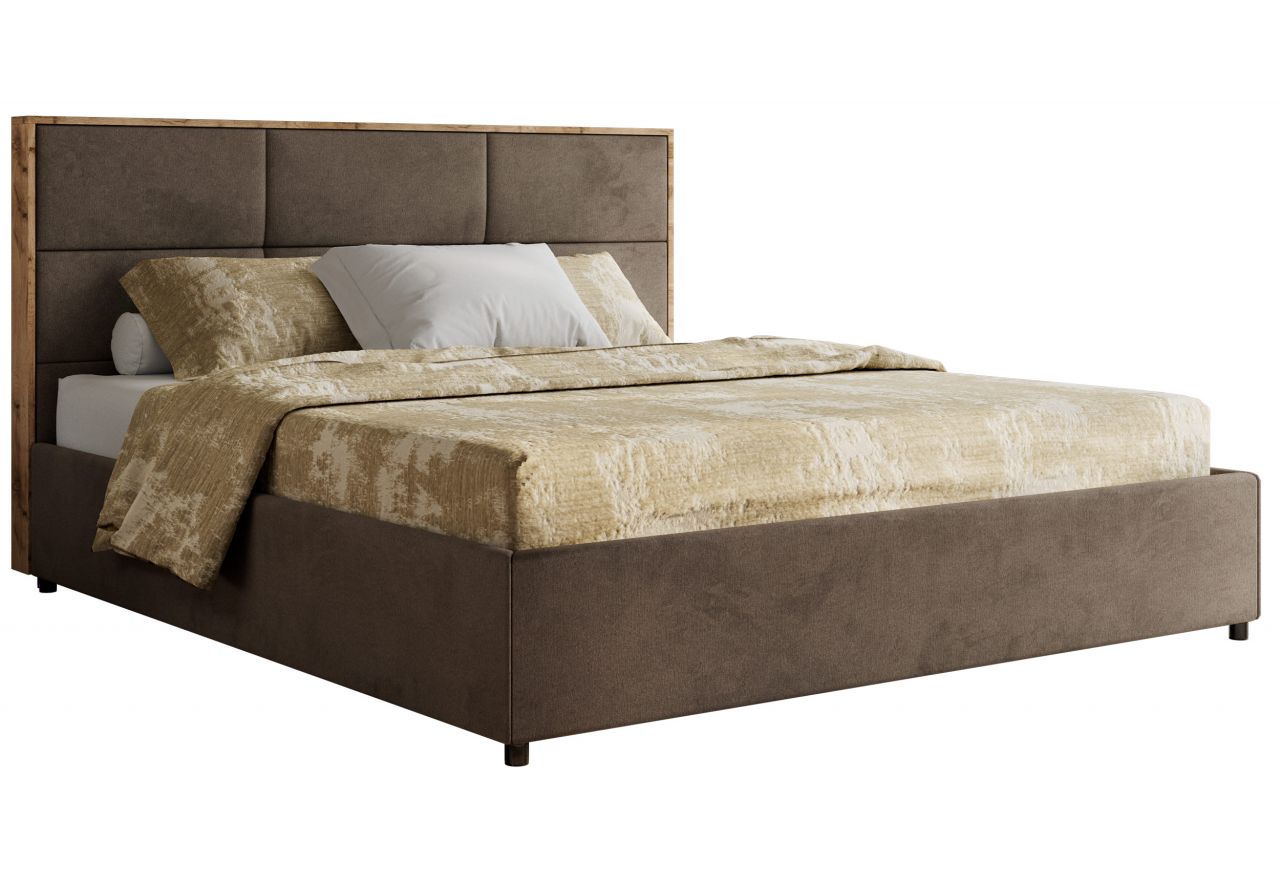 Łóżko tapicerowane LERIO CLASSIC 200x200 - brązowy, welwet