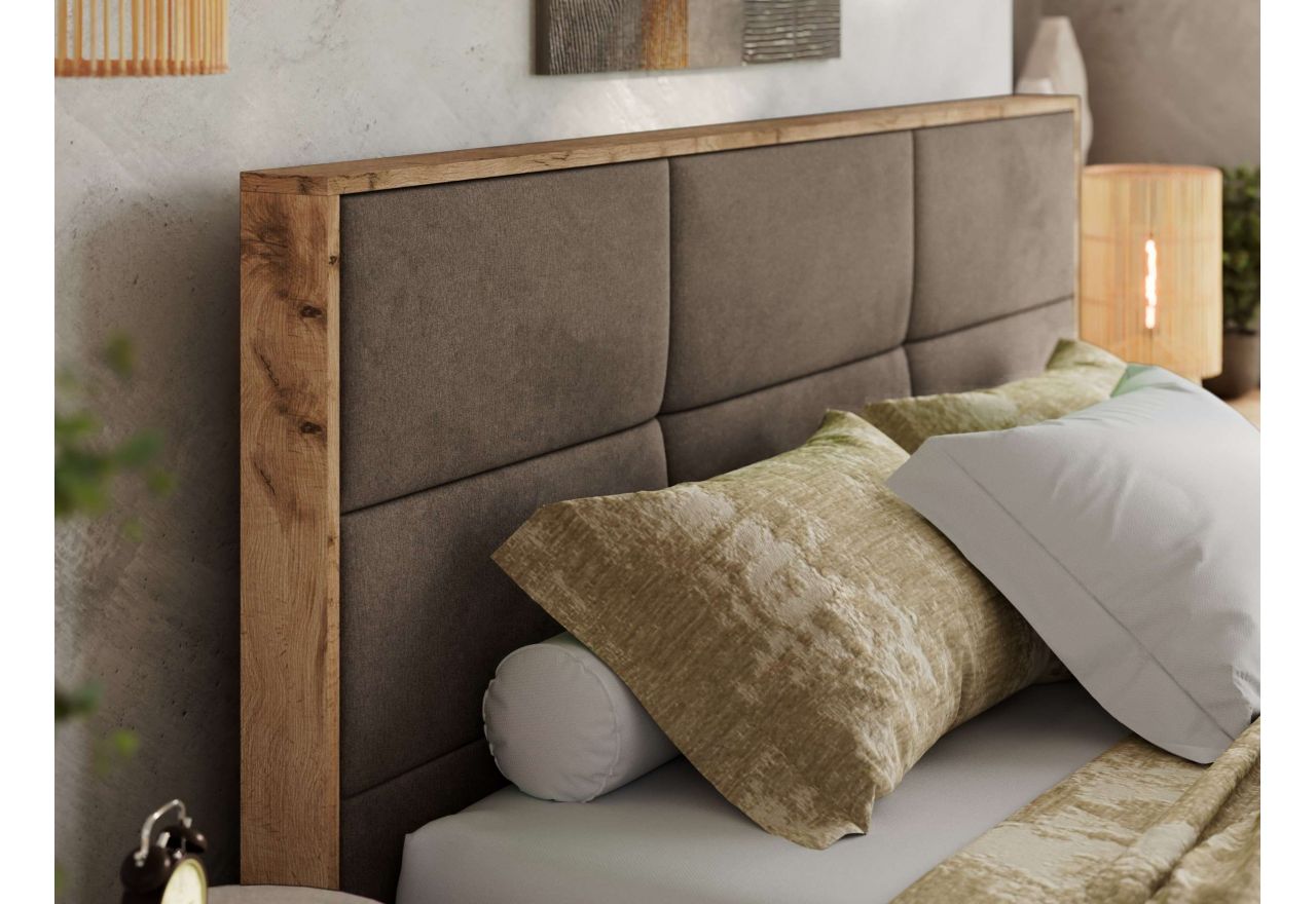 Łóżko tapicerowane LERIO CLASSIC 140x200 - materac pocket - brązowy, welwet