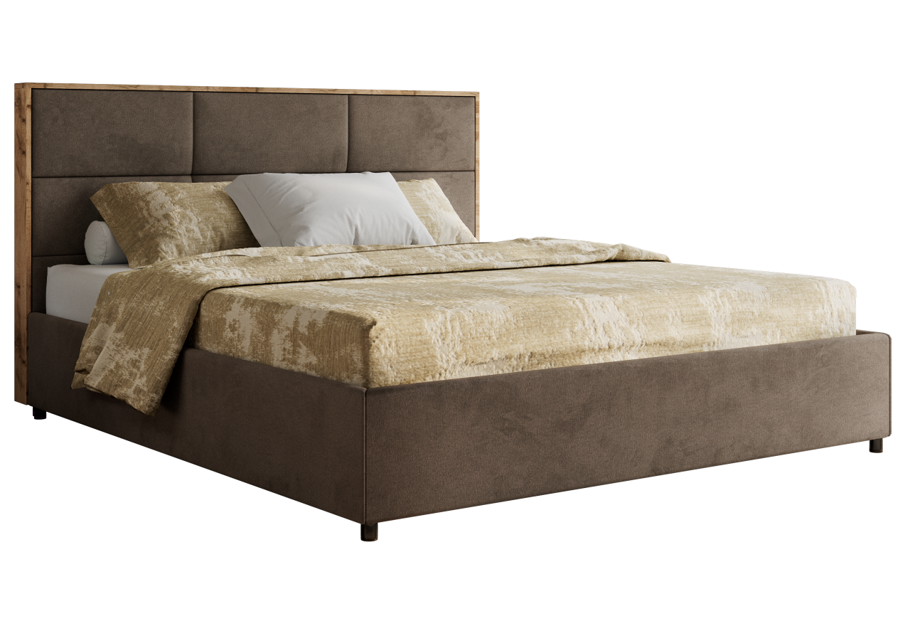 Łóżko tapicerowane LERIO CLASSIC 180x200 - materac multipocket - brązowy, welwet