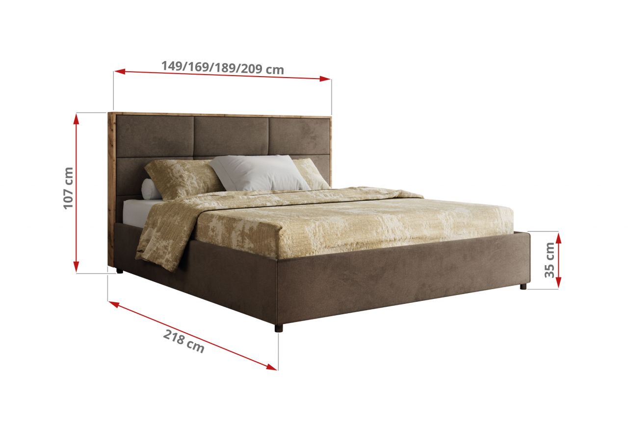 Łóżko tapicerowane LERIO CLASSIC 180x200 - materac multipocket - brązowy, welwet