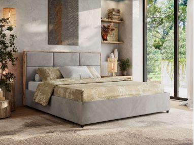 Łóżko tapicerowane LERIO CLASSIC 180x200 - jasnoszary, welwet