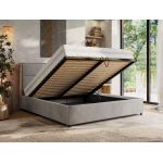Łóżko tapicerowane LERIO CLASSIC 140x200 - materac piankowy - jasnoszary, welwet