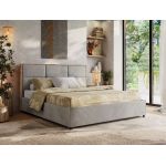 Łóżko tapicerowane LERIO CLASSIC 180x200 - materac piankowy - jasnoszary, welwet