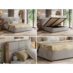 Łóżko tapicerowane LERIO CLASSIC 200x200 - materac pocket - jasnoszary, welwet