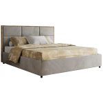 Łóżko tapicerowane LERIO CLASSIC 200x200 - materac pocket - jasnoszary, welwet