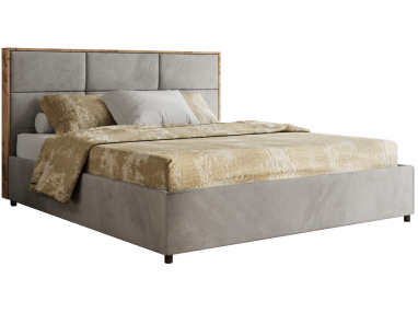 Łóżko tapicerowane LERIO CLASSIC 160x200 - materac multipocket - jasnoszary, welwet