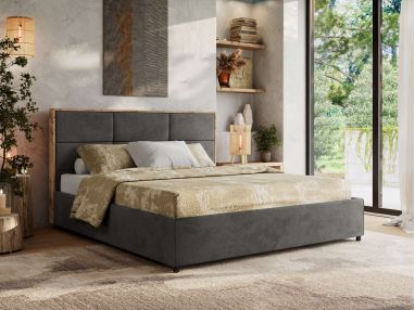 Łóżko tapicerowane LERIO CLASSIC 180x200 - ciemnoszary, welwet