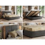 Łóżko tapicerowane LERIO CLASSIC 200x200 - ciemnoszary, welwet