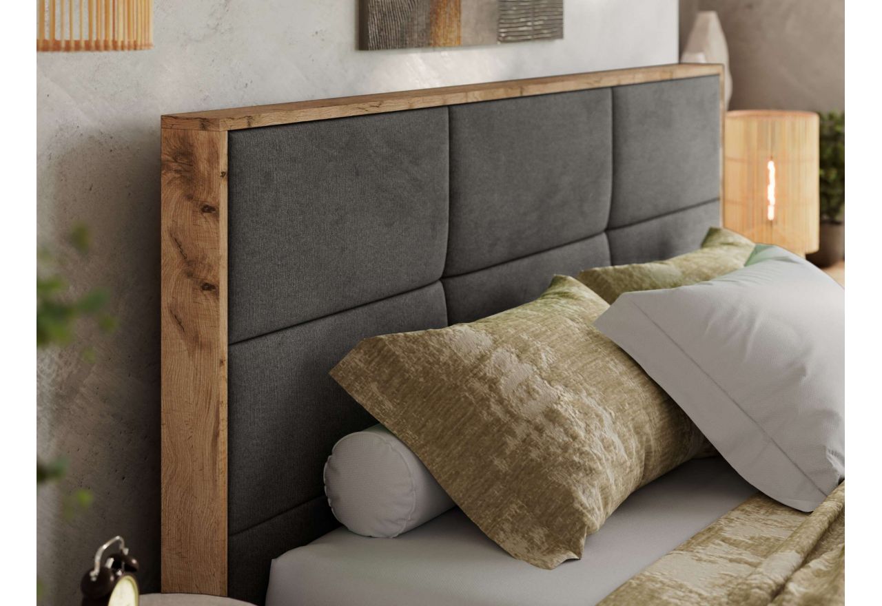 Łóżko tapicerowane LERIO CLASSIC 180x200 - materac piankowy - ciemnoszary, welwet