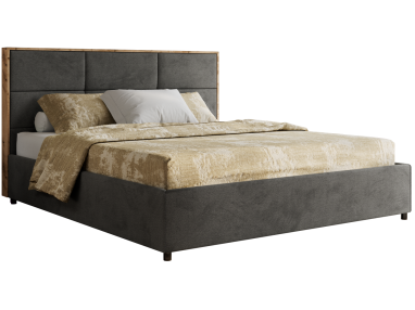 Łóżko tapicerowane LERIO CLASSIC 140x200 - materac pocket - ciemnoszary, welwet