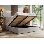 Łóżko tapicerowane LERIO CLASSIC 200x200 - jasnoszary, plusz
