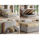Łóżko tapicerowane LERIO CLASSIC 200x200 - jasnoszary, plusz
