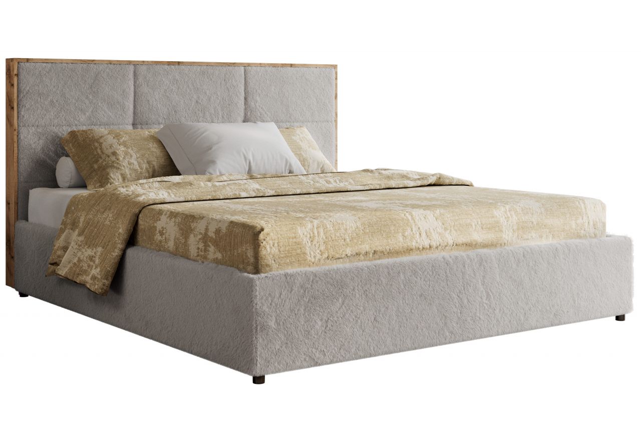 Łóżko tapicerowane LERIO CLASSIC 200x200 - jasnoszary, plusz
