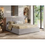 Łóżko tapicerowane LERIO CLASSIC 200x200 - materac pocket - jasnoszary, plusz