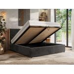Łóżko tapicerowane LERIO CLASSIC 140x200 - materac pocket - ciemnoszary, plusz