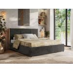 Łóżko tapicerowane LERIO CLASSIC 160x200 - materac pocket - ciemnoszary, plusz