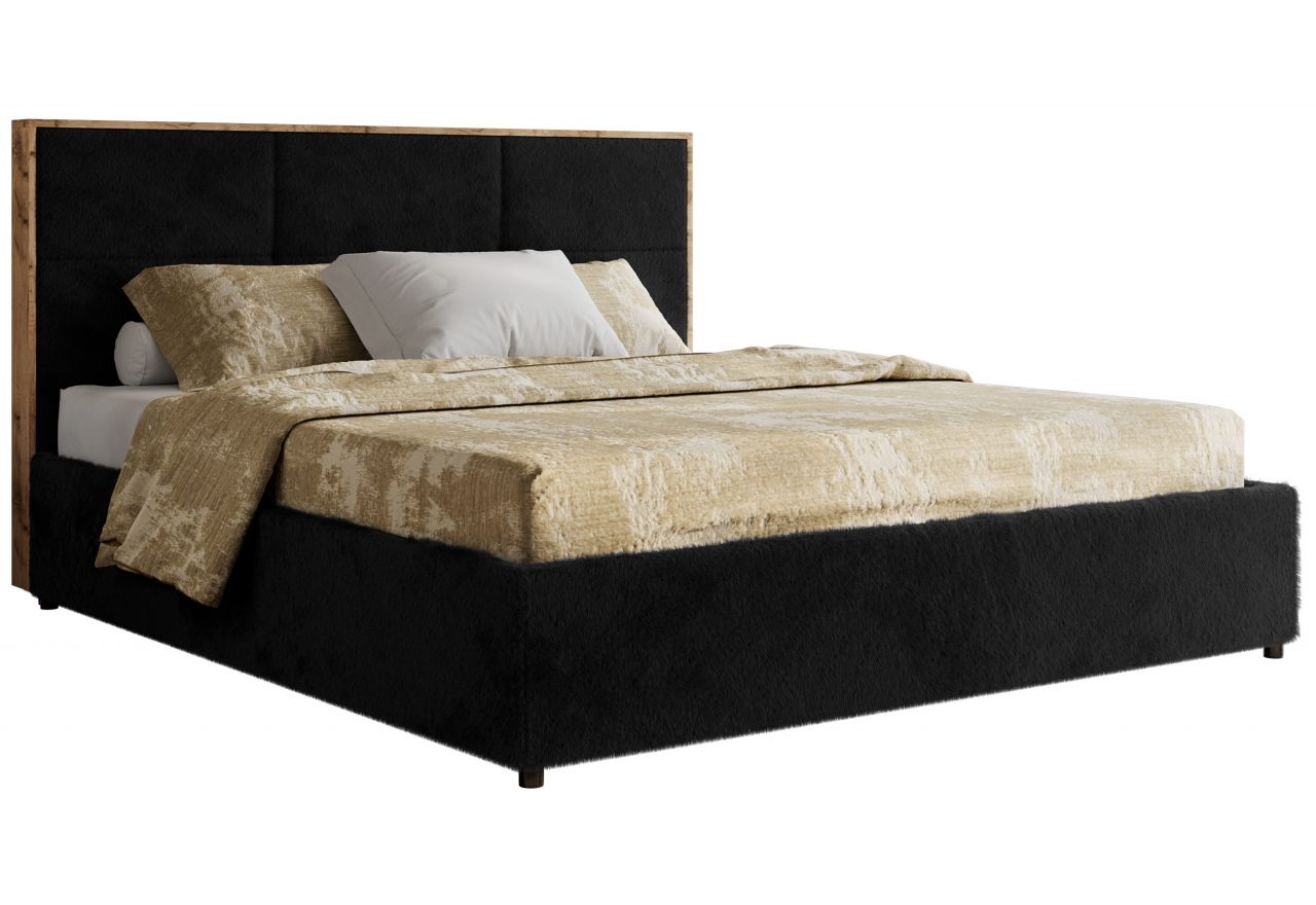 Łóżko tapicerowane LERIO CLASSIC 180x200 - czarny, plusz