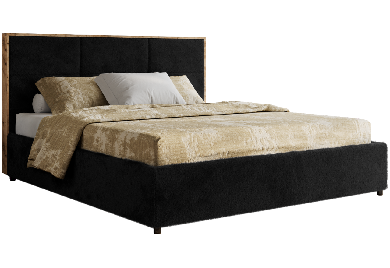 Łóżko tapicerowane LERIO CLASSIC 200x200 - czarny, plusz