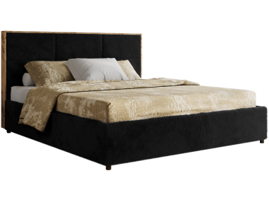 Łóżko tapicerowane LERIO CLASSIC 200x200 - materac piankowy - czarny, plusz