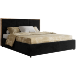 Łóżko tapicerowane LERIO CLASSIC 200x200 - materac piankowy - czarny, plusz