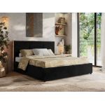 Łóżko tapicerowane LERIO CLASSIC 160x200 - materac pocket - czarny, plusz
