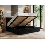 Łóżko tapicerowane LERIO CLASSIC 140x200 - materac multipocket - czarny, plusz