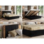 Łóżko tapicerowane LERIO CLASSIC 160x200 - materac multipocket - czarny, plusz