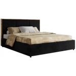 Łóżko tapicerowane LERIO CLASSIC 160x200 - materac multipocket - czarny, plusz