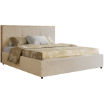 Łóżko tapicerowane LERIO CLASSIC 160x200 - materac piankowy - kremowy, plusz