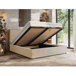 Łóżko tapicerowane LERIO CLASSIC 160x200 - materac piankowy - kremowy, plusz