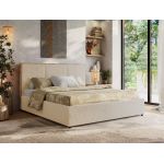 Łóżko tapicerowane LERIO CLASSIC 140x200 - materac pocket - kremowy, plusz