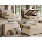 Łóżko tapicerowane LERIO CLASSIC 160x200 - materac pocket - kremowy, plusz