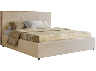Łóżko tapicerowane LERIO CLASSIC 180x200 - materac multipocket - kremowy, plusz