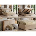 Łóżko tapicerowane LERIO CLASSIC 160x200 - materac piankowy - beżowy, plusz